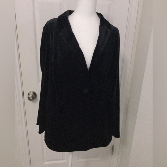 J.Jill Velvet Black One Button Blazer Size M - Picture 1 of 10